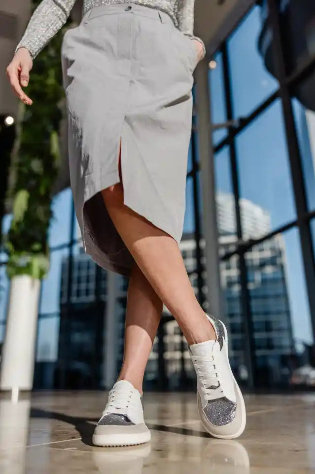 Shapen | Charm | Sneakers med glitter och läder