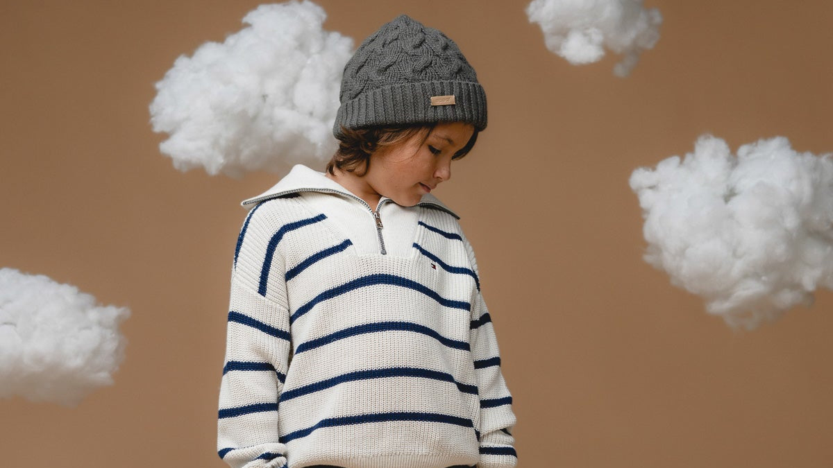 100% Baby Alpaca Cable Hat for Kids - Botanical Green