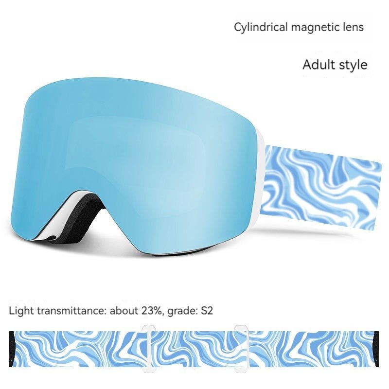 Magnetic Double - Layer Anti Fog Ski Goggles - Easy Strap